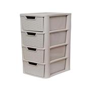 Plastic Storage Unit Large Rattan 4 Drawer | Mushroom Chest Organizer Tower Cabinet Trolley Stackable Lightweight | Home Kitchen Hospital Office School Garage | 39 DEPTH x 39 WIDTH x 80 HEIGHT cm