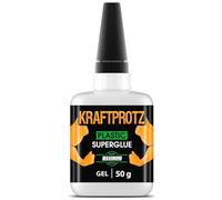 Plastic super glue - KRAFTPROTZ Gel 50 g - extra strong adhesive for ABS, acrylic, PVC & plastic - no-drip formula for clean bonding - waterproof, transparent & flexible - precision - DIY modelling