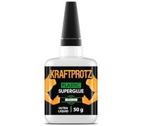 Plastic super glue - KRAFTPROTZ thin liquid 50 g - extra strong adhesive for ABS, acrylic, PVC & plastic - no-drip formula for clean bonding - waterproof, transparent & flexible - precision