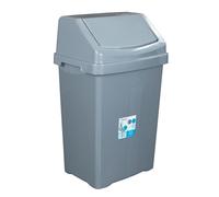 Plastic Swing Bin 25L Home Kitchen Waste Dust Bin Rubbish Box Garden Lid Wham Grey One Size