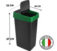 Sterling Ventures Heidrun 60L Plastic Indoor Recycling Bin with Double Swing Lid Top Colour Coded (Green)