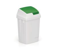 Plastic Swing Top Bin 50 Litre White With Green Lid 330351