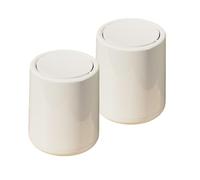 Plastic Swing Top Spave Saving Lidded Kitchen Waste Container, Round Garbage Can for Bathroom, Bedroom, Living Room,Office 15L 2 Pcs(white)