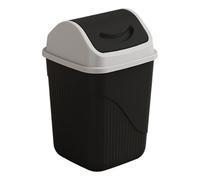 Plastic Swing Top Waste Bin,10 Litres Modern Square Small Flip Top Lid Dustbin, Trash Can Dustbin with Swing Lid for Home Kitchen Household Bathroom Office (Black)