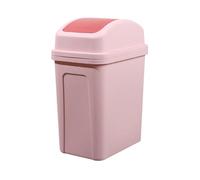 Plastic Swing Top Waste Bin,Rubbish Recycling Waste Paper Trash Can,Square Small Flip Top Lid Dustbin,Home Kitchen Household Bathroom Office Garbage Bin Easy To Clean-Pack Of 1 (Pink)