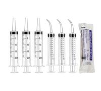 Plastic Syringe, 6 Pcs 12ml 20ml Syringes No Needle Syring Curved Tip Dental Irrigation Syringe for Dental Care Cleaning Scientific Labs Liquid Measuring Pet Feeding Plant Watering