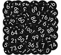 Plastic Table Numbers 1-100, Key Tags & Number Holders - 100 Pcs Engraved Table Number Tags with Hole | Waterproof Small ID Key Labels for Restaurants, Cafes, Hotels, Dormitory Lockers (Black, White)