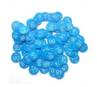 Plastic Table Numbers, Round ABS Engraved Number Tags 1-100 100PC with Holes Beehive Plant Markers