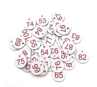 Plastic Table Numbers, Round ABS Engraved Number Tags 1-100 100PC with Holes Beehive Plant Markers