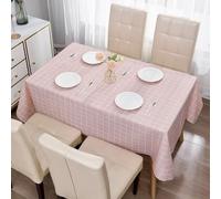 Plastic Tablecloth 1pc 137*180cm Waterproof Pink Checkered PVC Table Cloth Wipeable Rectangular Plaid Table Cover, Outdoor Indoor Tablecloth for Party,Picnic