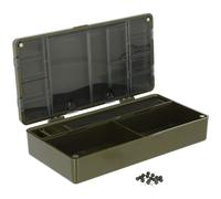 Plastic Tackle Box with Rig Wallet and Pins NGT Carp Fishing Terminal Tackle Storage Organiser Multi Compartment Case with Deep Base Clear Lid Sections and Hooklength Rig Storage System