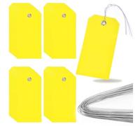 Plastic Tags 60Pcs Plastic Shipping Tags with Wire Hang Labeling Blank for Equipment Car Parts Luggage Garage Inventory for Secure Fire Extinguishers Luggage Clothes(Yellow)