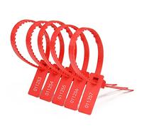 Plastic Tamper Seals, Heavy Duty Security Seals Self Locking Tamper Evident Shipping Numbered Tags Pull Tight(Red,500 PCS)