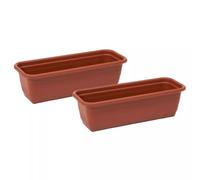 Plastic Terracotta Balcony Trough 40cm,16inch Window Box 10.5L Tub Garden Indoor Outdoor Planter Cover Drainage Holes, Weather, Frost Proof (2)