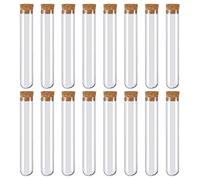 Plastic Test Tubes 30ml Clear Test Bottle with Cork Stoppers Good Seal Storage for Candy Powder Spice Liquid or Lab Scientific Experiments 150 x20mm 16Pcs