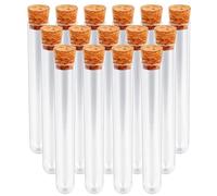 Plastic Test Tubes with Lids, 15x100mm (15ml) Clear Vials with Seal Cap Container Transparent Test Tubes with Cork Stoppers for Jewelry Seed Beads Powder Spice Liquid Storage (15 PCS)