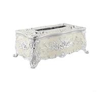 Plastic Tissue Box with European Style and Hand Painted Floral Detail, Functional Napkin Holder for Home and Office Use, Fits Various Room Settings (silver)