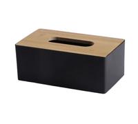 Plastic Tissue Box,Wood Tissue Box Cover,Square Napkin Holder,Paper Storage Organizer,Detachable Tissue Holder,Tissue Storage Box(Black)