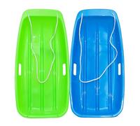 Plastic Toboggan Snow Sled for Adult and Kids-Durable Cold-Resistant Flexible Design, Accommodate1-2 Riders,with Pull Rope & Handles for Winter Outdoor Sports-35 Inch (Green-Blue)