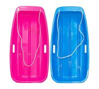 Plastic Toboggan Snow Sled for Adult and Kids-Durable Cold-Resistant Flexible Design, Accommodate1-2 Riders,with Pull Rope & Handles for Winter Outdoor Sports-35 Inch (Pink-Blue)