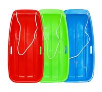 Plastic Toboggan Snow Sled for Adult and Kids-Durable Cold-Resistant Flexible Design, Accommodate1-2 Riders,with Pull Rope & Handles for Winter Outdoor Sports-35 Inch (Red-Green-Blue)