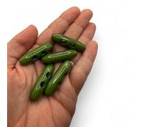 Plastic Toggle Buttons, 2-Hole Design, Green, Pack of 6