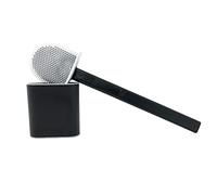 Plastic Toilet Brush and Holder Set, Silicon Bristle Toilet Brush With Drying Holder, Free Standing, Bendable bristle Brush Set for Bathroom Cleaning (Black - Design 1-36.5 * 9.8 * 4.3cm)