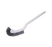 Plastic Toilet Brush with Long Curved Handle for Effective Cleaning of Hard to Reach Toilet Rim Corners in Various Settings (Grey)