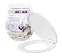 Plastic Toilet Seat White Bathroom - Includes Fittings, Standard Toilet Seat Size | Easy Clean & Wipe, Smooth Surface | Heavy Duty & Easy to Install | Durable Quality & Long Lasting