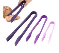 Plastic Tongs Bakery, 3 Sizes 6/8/10 inch Small Serving Tongs Food Salad Bread Tongs for Home Kitchens Camping Parties Barbecues and Bakery (Purple)