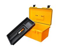 Plastic Tool Boxes With Handle,Tool Box Portable 16" With Removable Tray Heavy Duty Toolbox With Latches, PP Plastic Small Tool Boxes With Lock Secured, Small Parts Organizer In Lid(Color:Yellow,Size: