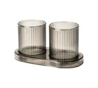 Plastic Toothbrush Tumbler Set 20cm Tall Green(black)