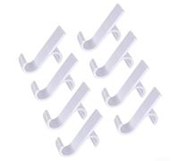 Plastic towel rack hooks designed for electric radiator racks, for hanging towels and garments in bathroom or laundry areas to optimize drying with radiator heat (white)