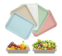 Plastic Tray, 5 PCS Plastic Serving Trays Small, Kitchen Reusable Rectangular Tray, Colorful Rectangular for Kitchen Cafe Bakery Restaurant 24.5 x 17.5 cm 5 Colors