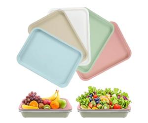Plastic Tray, 5 PCS Plastic Serving Trays Small, Kitchen Reusable Rectangular Tray, Colorful Rectangular for Kitchen Cafe Bakery Restaurant 24.5 x 17.5 cm 5 Colors