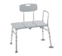 Plastic Tub Transfer Bench with Adjustable Backrest, Gray