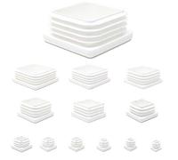 Plastic Tube Inserts. Ribbed End Caps for Square Tubes - Made in Germany (White, 50x50mm- See Second Image Before You Order This Size, Pack of 4)