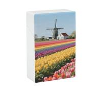 Plastic Tulip Rainbow Field Cigarette Case Waterproof Cigarette Holder Box for 20pcs King Size Cigarettes, Crush Resistant Cig Case Pack Accessory, Ideal Gift for Smoker Women Men