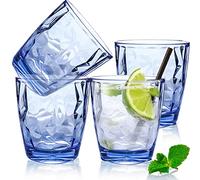 Plastic Tumblers, 300ml Unbreakable Tumblers Plastic Cups Glasses, Reusable Water Cups Acrylic Drinking Glasses, 10 Oz Portable Drinkware Water Tumblers for Juice, Beer, Picnic, Party Camping, 4 Pack