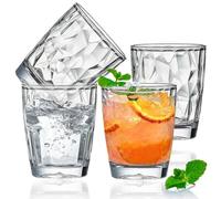 Plastic Tumblers 300ml Water Cups Acrylic Drinking Glasses, 10 Oz Unbreakable Drinkware Water Cups, Stackable Glassware Cocktail Glasses Tumblers for Juice, Beer, Picnic, Party Camping, 4 Pack