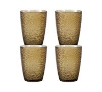 Plastic Tumblers - 4 Pack 7oz Drinking Glasses, Reusable Unbreakable Cups for Juice & Cocktails, Stackable & Dishwasher Safe Glass Cup for Picnic, Party (Brown)
