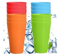 Plastic Tumblers Large Plastic Cups, 12PCS 450ML/15oz BPA Free Unbreakable Plastic Tumbler Cups, Dishwasher Safe Large Tumbler, Multicolor Big Plastic Cups