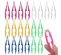 Plastic Tweezers - Pack of 20, 4 Inch/10cm Plastic Beads Tweezers First Aid Tweezers Bulk Perler Bead Tweezer for Perler Fuse Beads Kids Handmade DIY Crafts