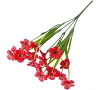 Plastic Violet Artificial Floral Stems 36cm For Outdoor Decoration Suitable For Courtyard Fountain Edges Balcony Rail Planters And Study Nook Shelves(Red)