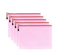Plastic Wallets 10Pcs Mesh Zipper Pouch A4 A5 B5 Waterproof Sturdy Pencil Case Storage Bags School Office Supplies File Zipper Storage Bags(Red,34X24CM)