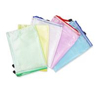 Plastic Wallets, 5Pcs A4 Zip Lock Bags Mesh Document Wallet Document Folders Plastic Pockets Zipper File Wallet for School Office Homework Travel Storage Bags