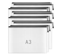 Plastic Wallets A3 Folder A3 Zip Wallets Large Ziplock Bags Zipper Bags Plastic Document Folders, Black(12PCS)