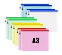Plastic Wallets A3 Zip Wallets Ziplock Bags Plastic Mesh Document File Folder A3 Zipper Bag Zip Locked Bags - 10PCS