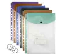 Plastic Wallets A4, 6 Pack Punched Pockets A4, Expandable Poly Pockets, Waterproof, Plastic Sleeves for Paper, Stationary Supplies for School, Office, Home