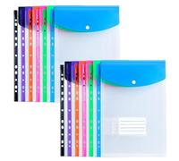 Plastic Wallets A4,Biluer 12 PCS Poly Pockets A4 Plastic Wallet Folders for Paperwork Punched Pockets Folders 6 Different Coloured Document Folders, Each Holding Over 300 Sheets of Paper